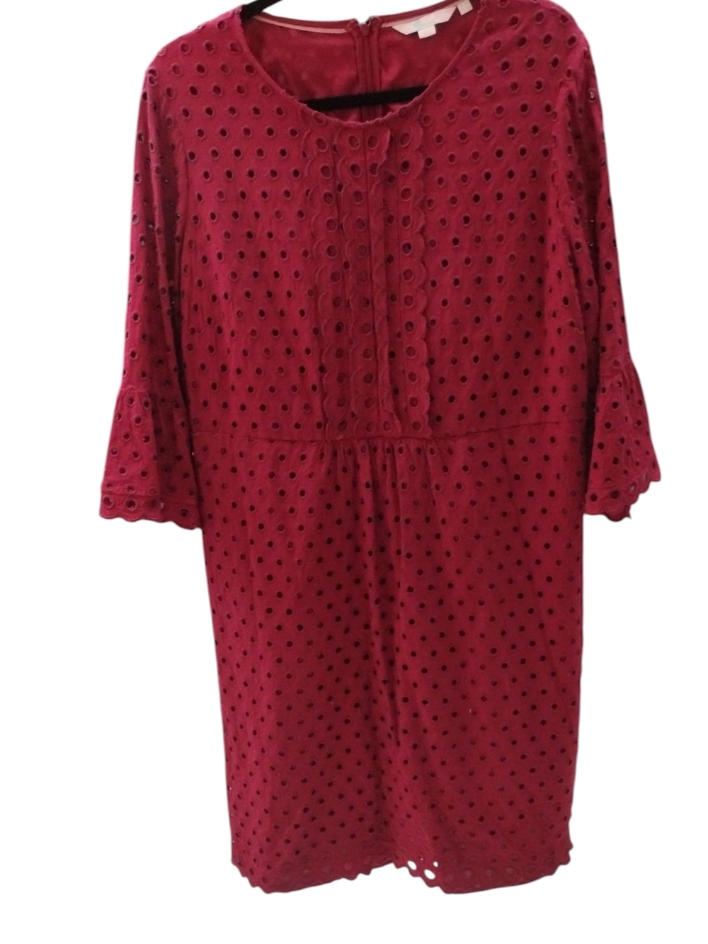 Boden Women’s Burgundy Eyelet Midi Dress SZ 16 - Picture 4 of 7